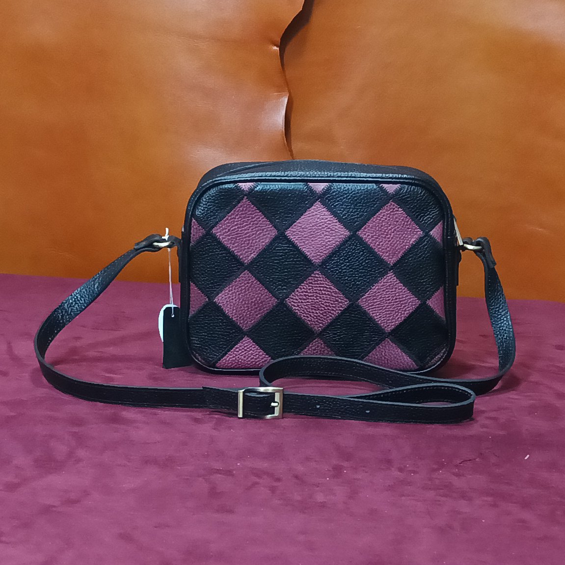 کیف زنانه رودوشی طرح شطرنجی