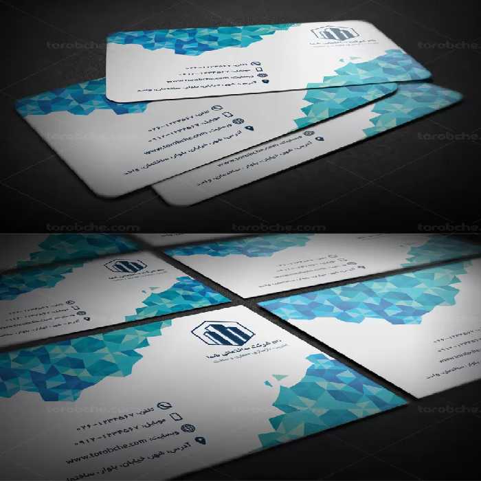 طرح کارت ویزیت شرکت ساختمانی با پس زمینه هندسی - گرافیک با طعم تربچه