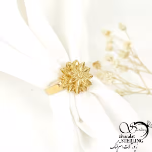 انگشتر طرح طلا مدل گل برجسته کد8268
