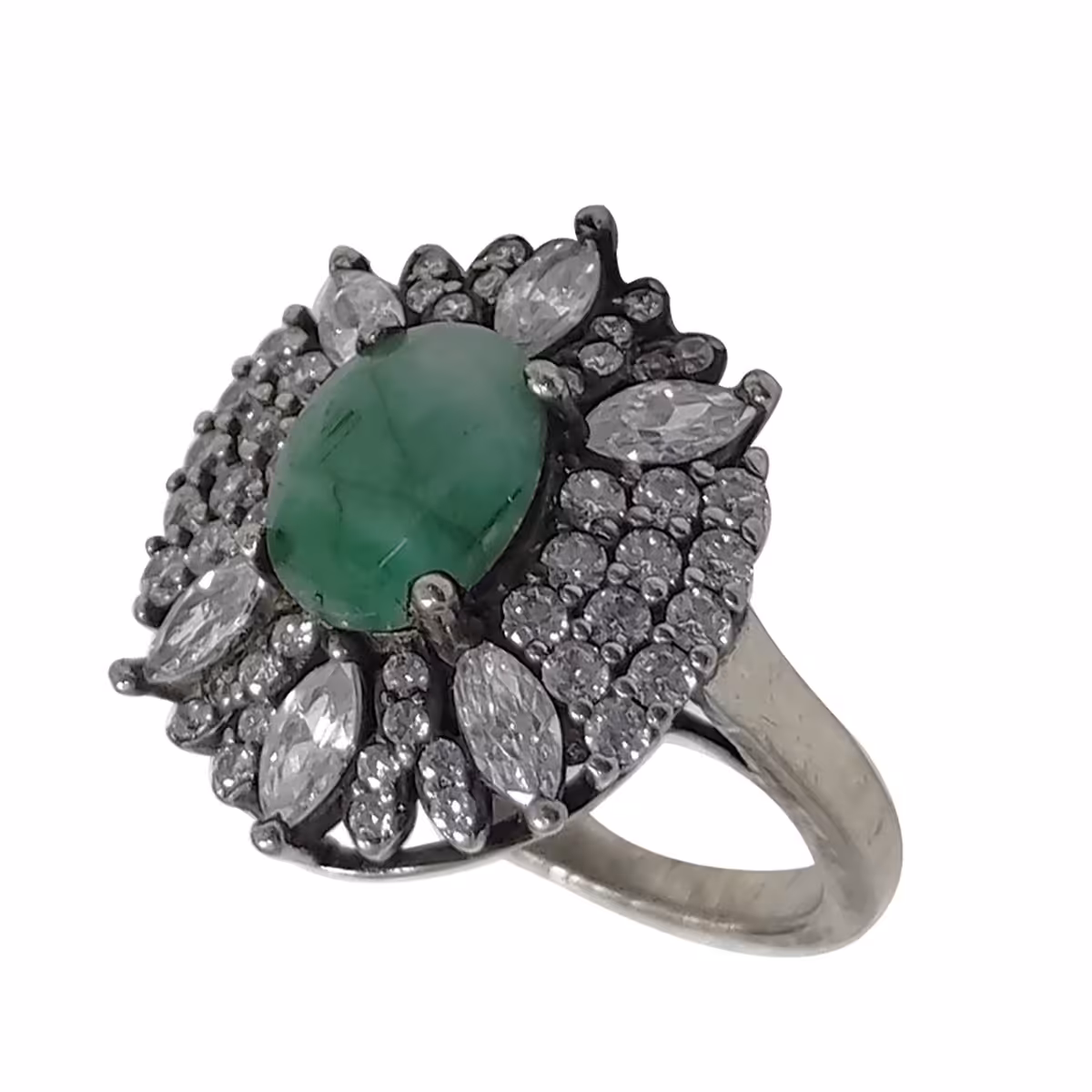 انگشتر نقره زنانه سلین کالا مدل زمرد طبیعی کد Mps-12656271