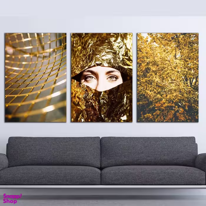 تابلو شاسی بکلیت طرح برگ و چهره طلایی مدل SH-346 مجموعه 3 عددی