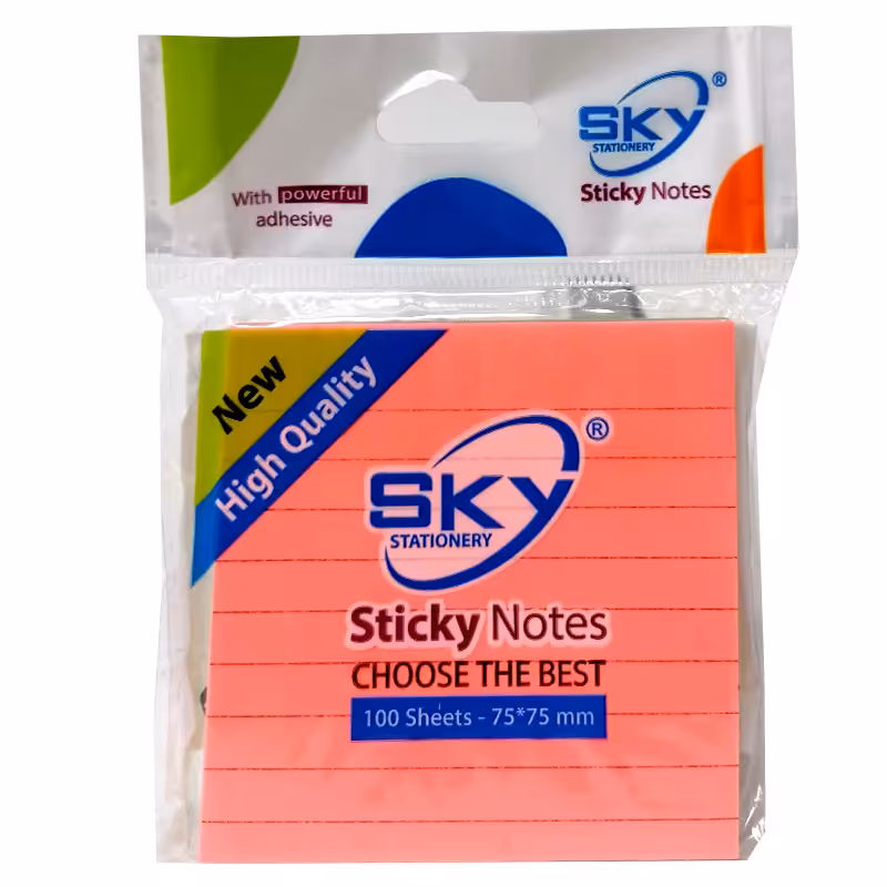 خرید کاغذ یادداشت چسب دار خط دار رنگی سایز 7.5 × 7.5 بسته 100 برگی