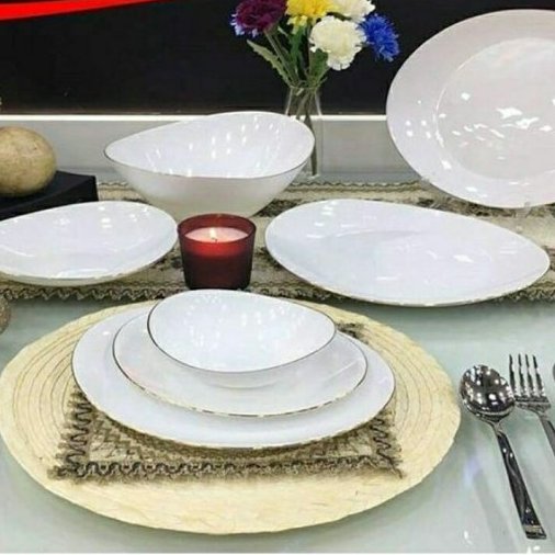 سرویس غذاخوری 26 پارچه دینو مدل بیضی  لب طلا