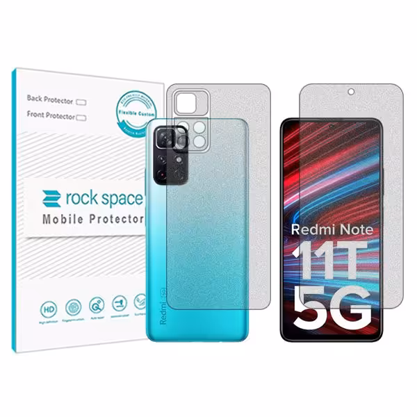 گلس صفحه نمایش و پشت گوشی شیائومی Redmi Note 11T 5G مدل نانو هیدروژل گیمینگ برند راک اسپیس کدSS