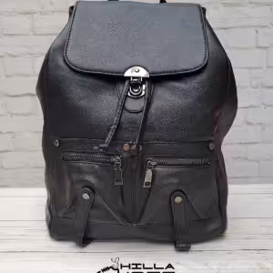 کوله پشتی چرم دو جیب و سگک مشکی