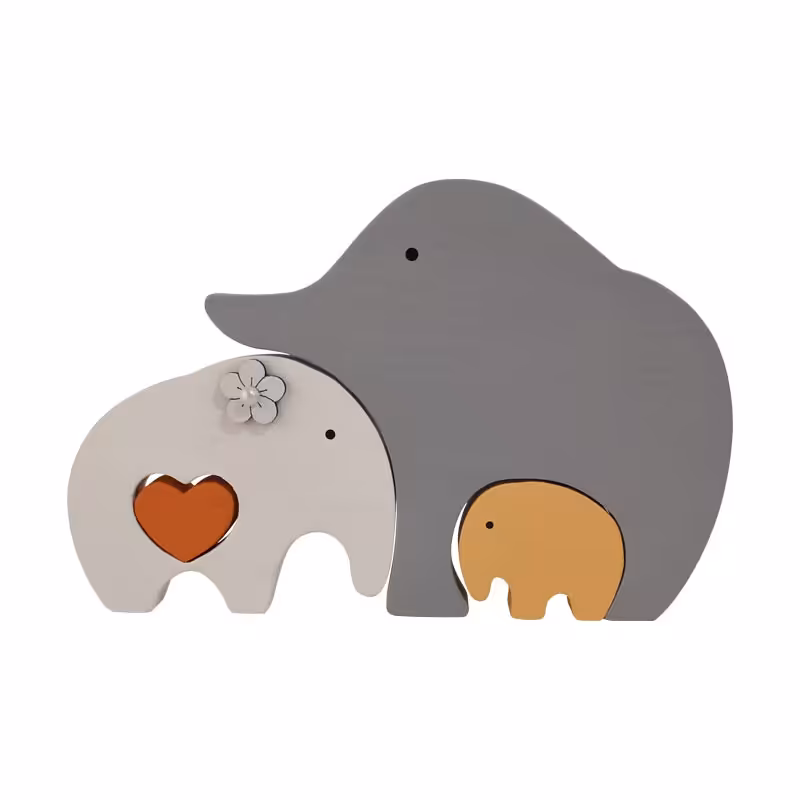 اسباب بازی چوبی طرح پازل فیل قلبی مدل MKT11-A-MD مجموعه 4 عددی