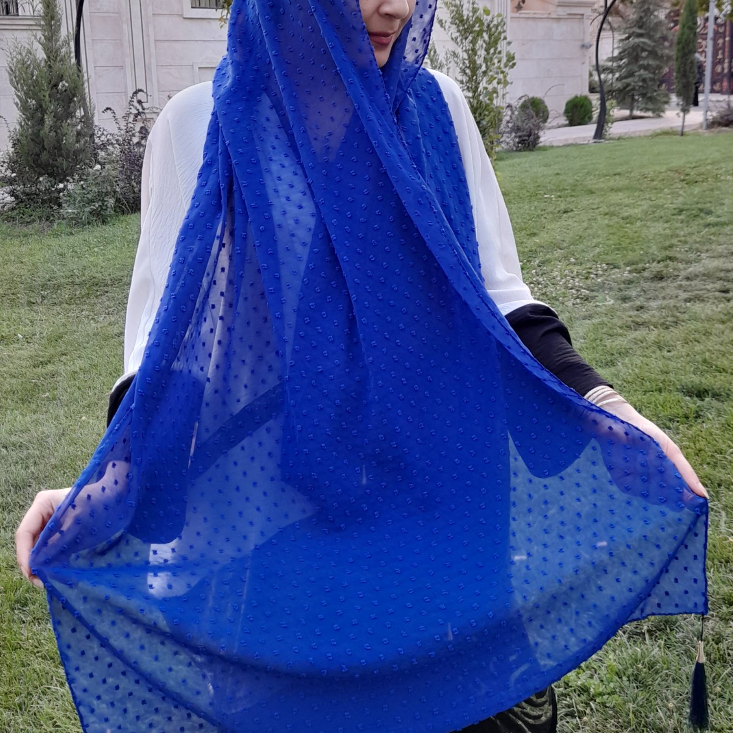 شال حریر اشکی