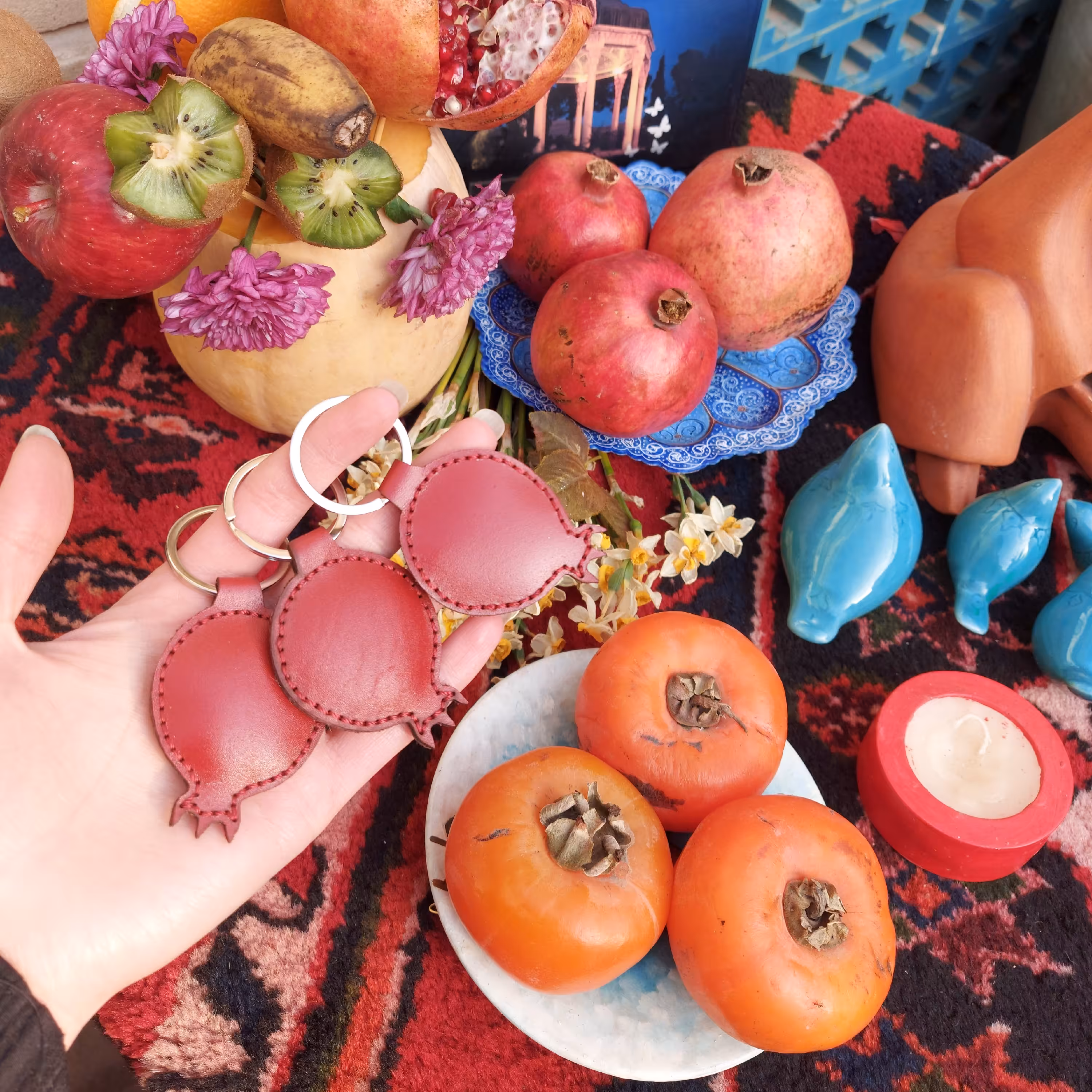 جاکلیدی چرم طبیعی انار(یلدایی)