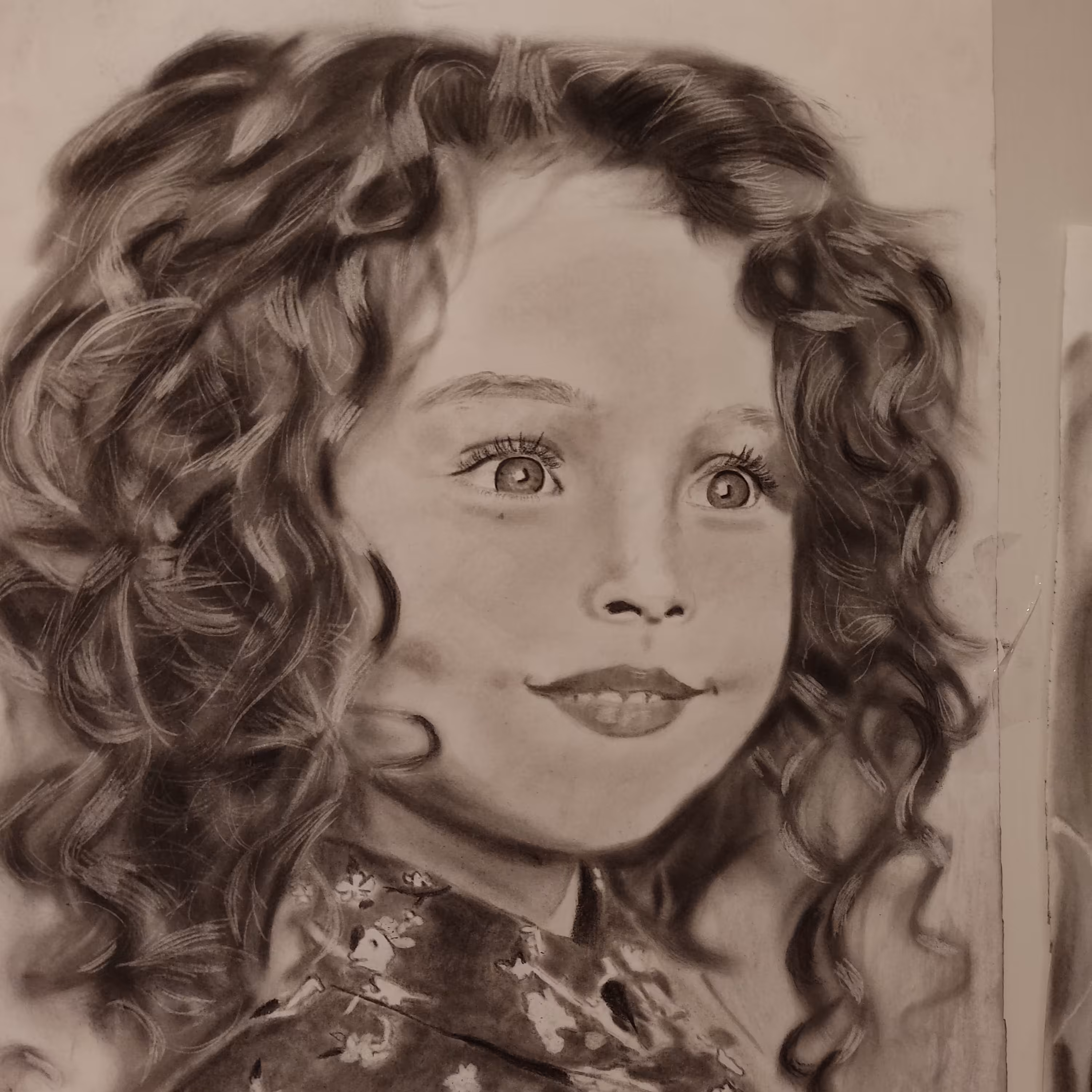 نقاشی سیاه قلم طرح کودک ابعاد  30 در40