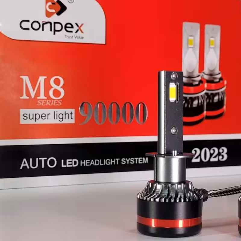 هدلایت m8 conpex H7 با کارت گارانتی طلایی     هدلایت کانپکس  90000 لومن اصلی و پُلُمپ شرکتی  پایه H7 محصول 2024