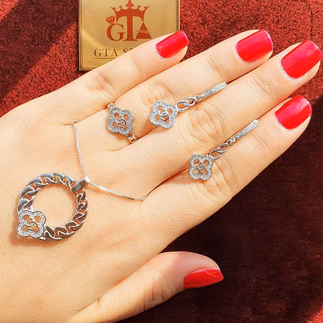 نیمست ترند و خاص جواهر نقره925 ابکاری طلا کاملامشابه طلا