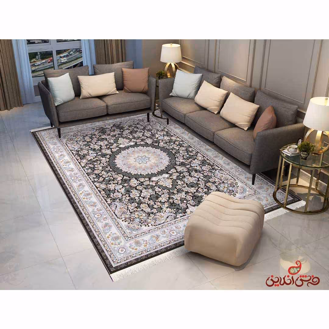 فرش ماشینی برلیان طرح قره باغ نوک مدادی