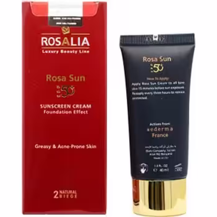 کرم ضد آفتاب رزالیا پوست چرب و جوش دار رنگ طبیعی SPF50