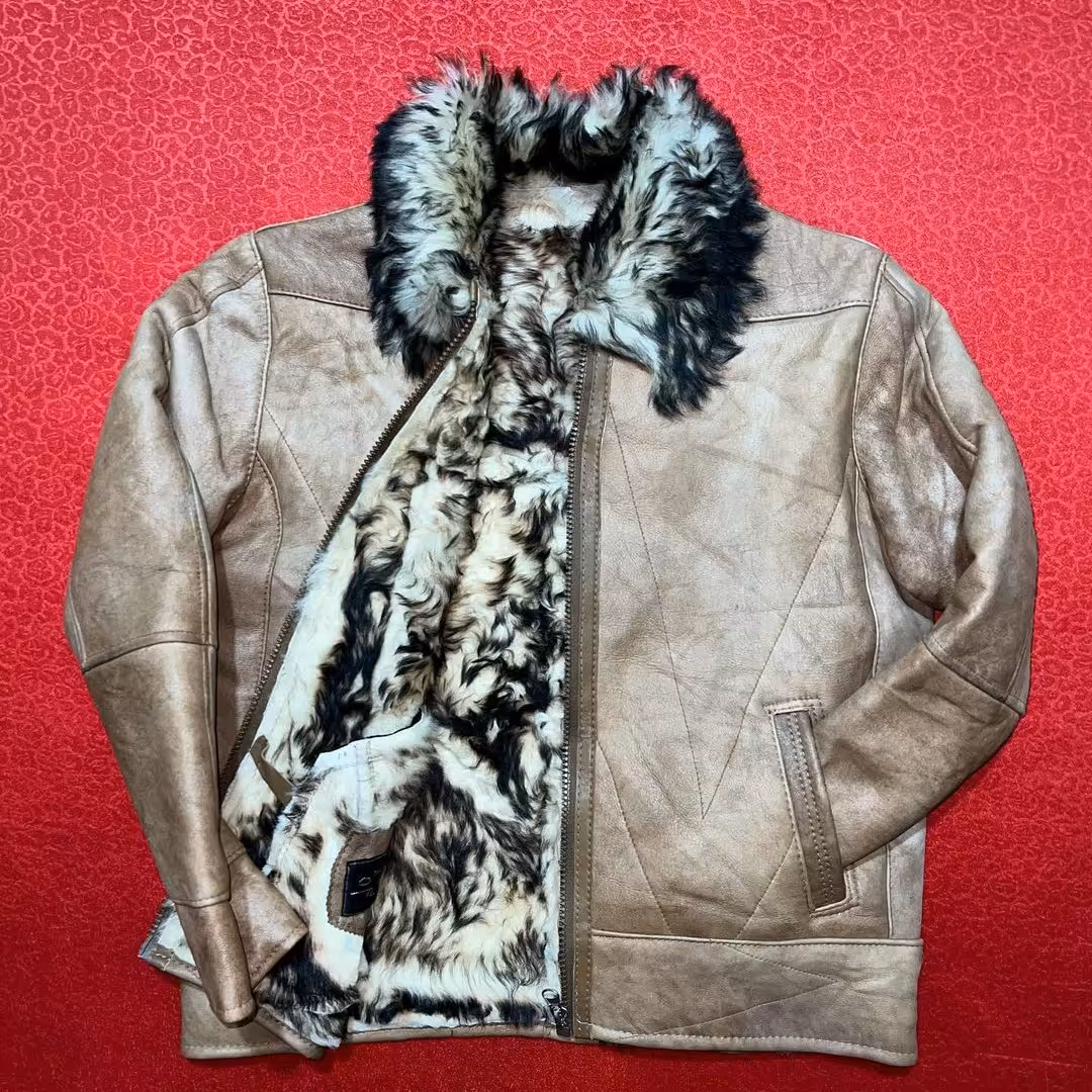 کاپشن بوفالوی تماما گوشتی چرم گرگ