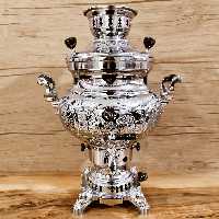 سماور برنجی 6 لیتر برند سراج ( اوژن مشهد طرح مهدیس قلم زنی ) ( پس کرایه )