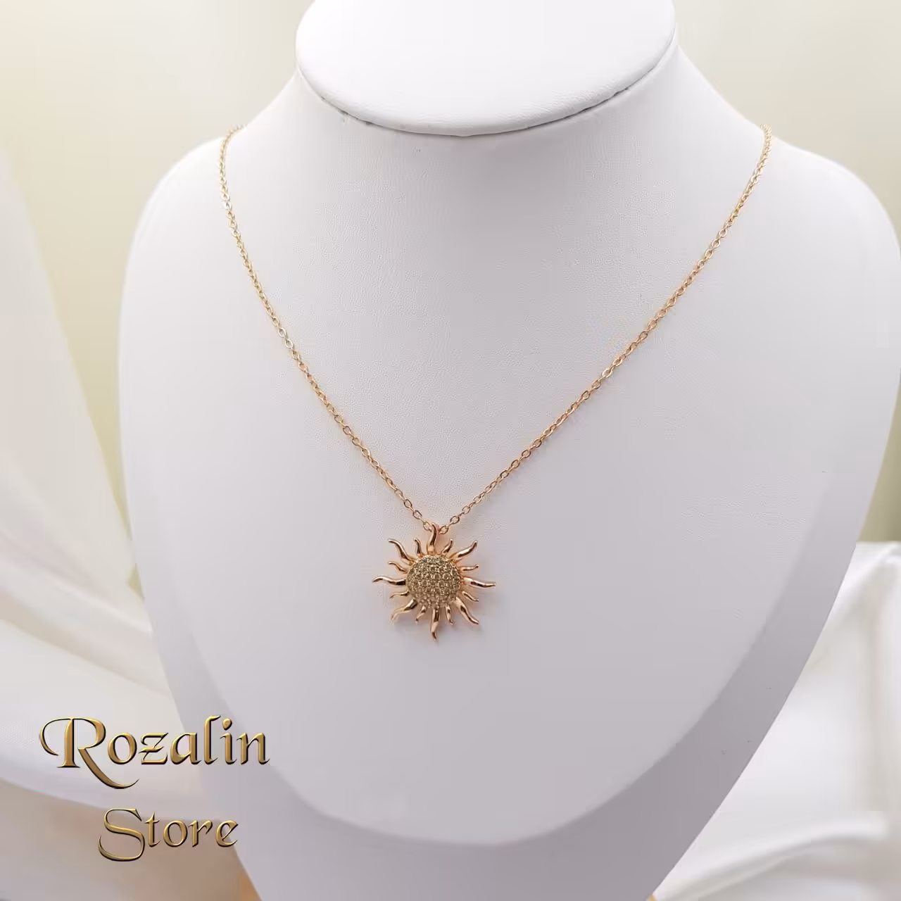 گردنبند زنانه ژوپینگ مدل خورشید طلایی بسیار درخشان