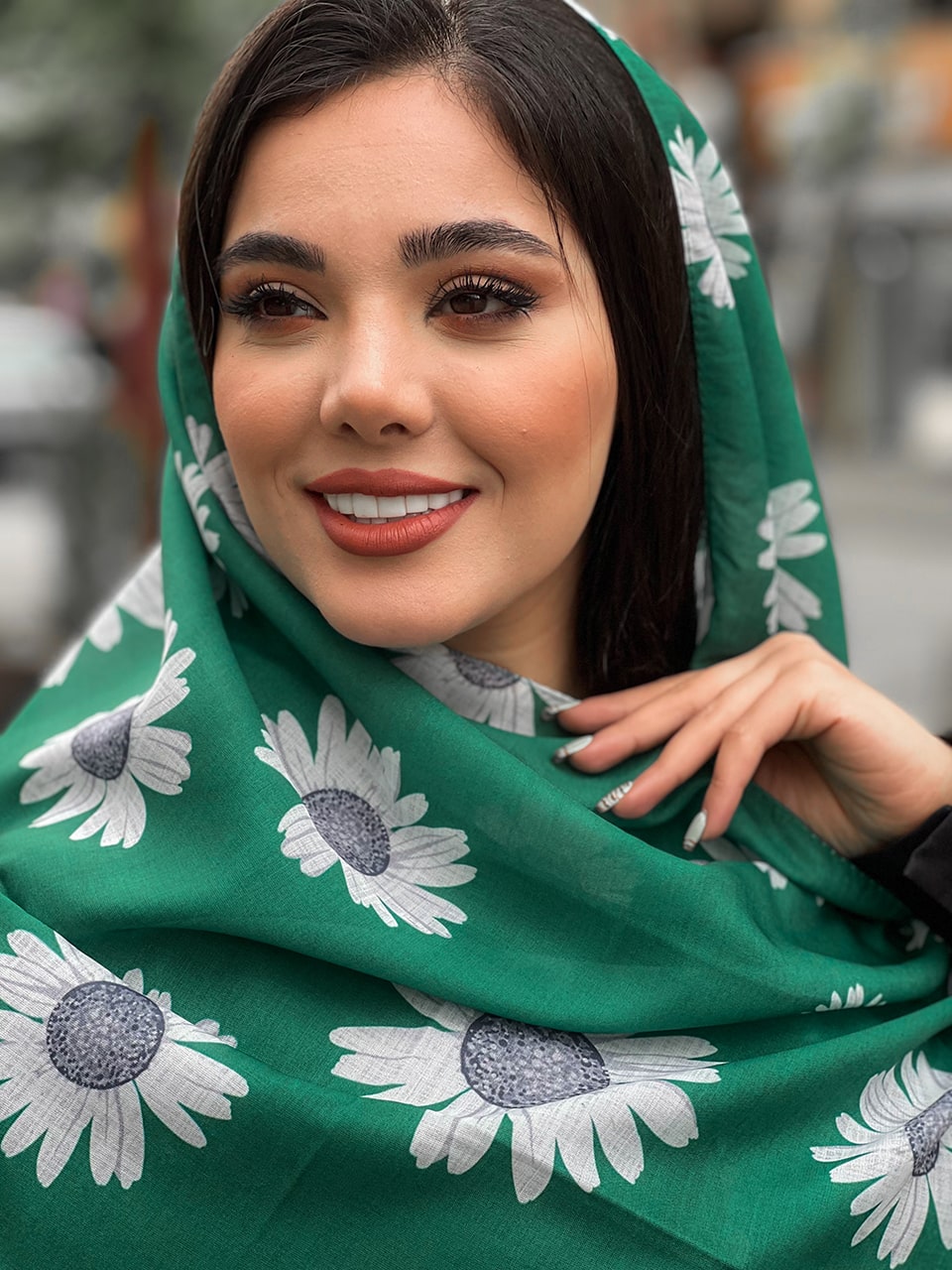 شال نخی کد 100018 طرح بابونه