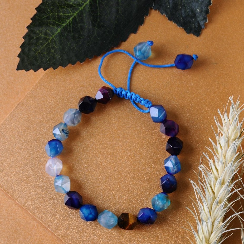 دستبند تراش استار عقیق ابی