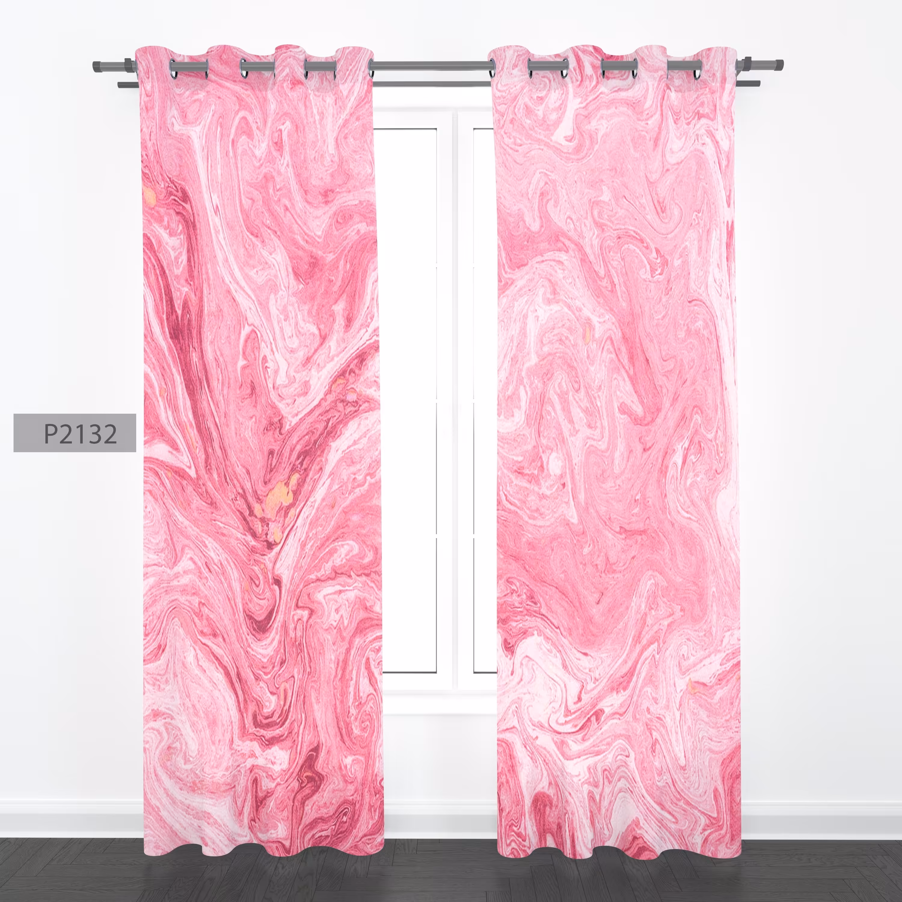 پرده هازان چاپی دو قواره دوخته شده پانچ شده هر قواره عرض140 ارتفاع 190کد2132