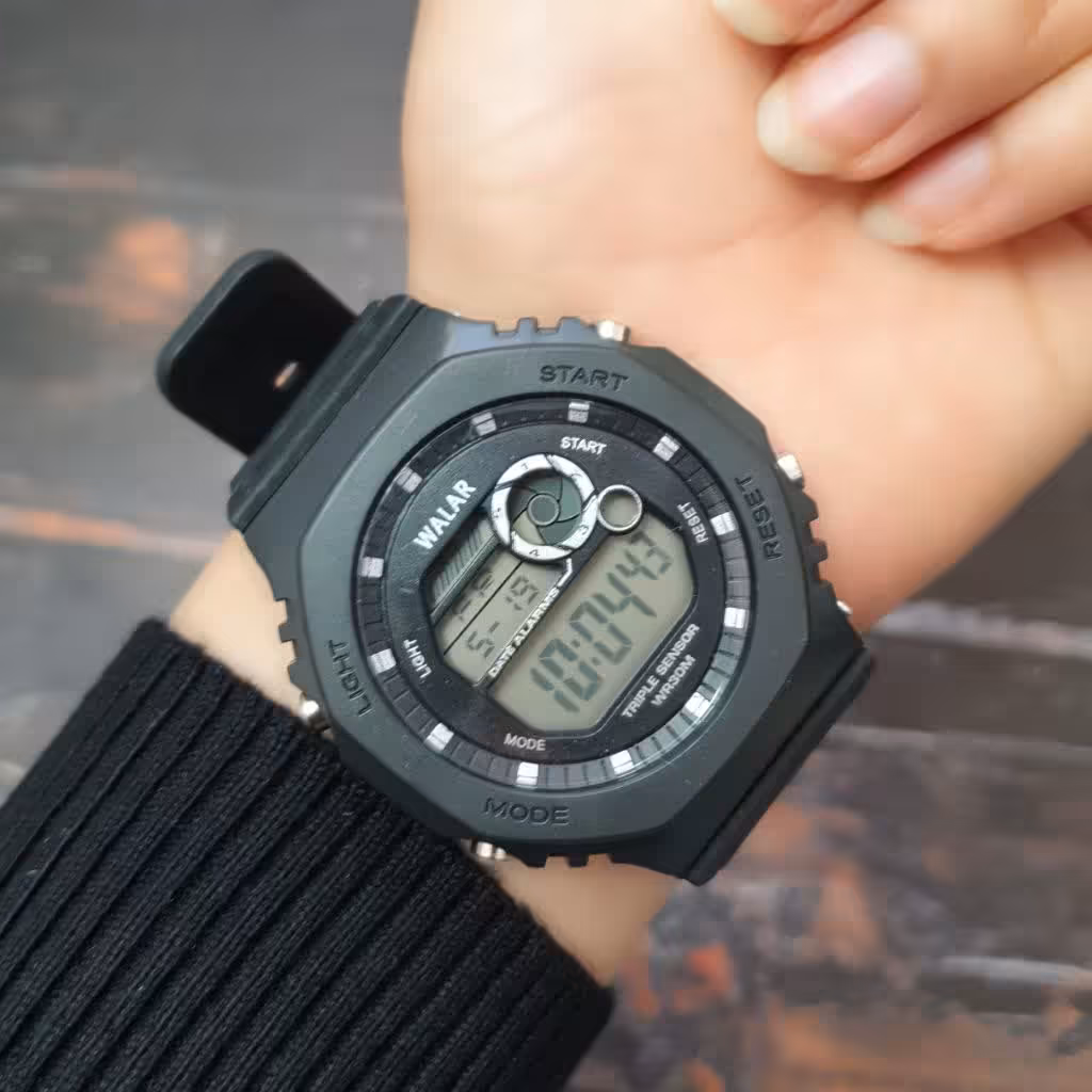 ساعت مچی ال ای دی مشکی بند pu 