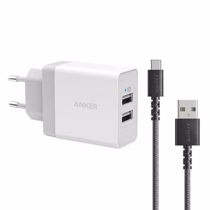 شارژر دیواری انکر مدل A2021 به همراه کابل تبدیل USB-C
