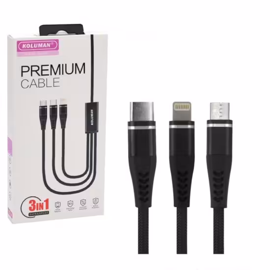 کابل 3 سر اندروید تایپ سی آیفون کلومن (KOLUMAN) مدل KD-24

