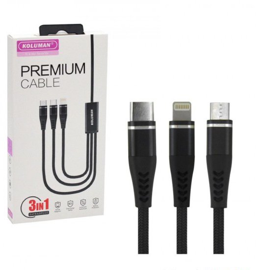 کابل 3 سر اندروید تایپ سی آیفون کلومن (KOLUMAN) مدل KD-24

