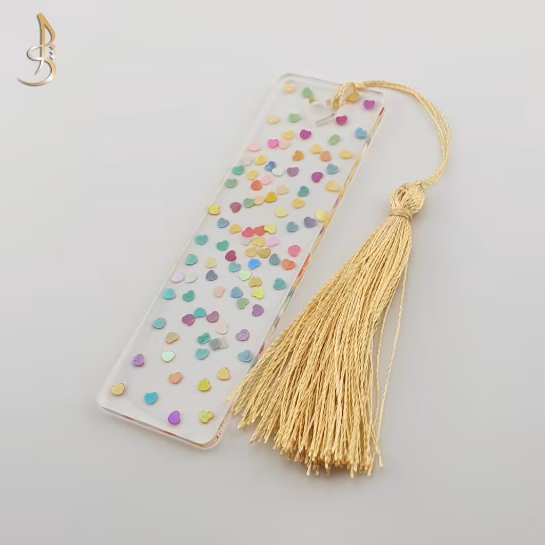 بوکمارک رزینی ( نشانگر کتاب ) 10 در 3  اتصال قلب طرح قلب رنگی کد 037