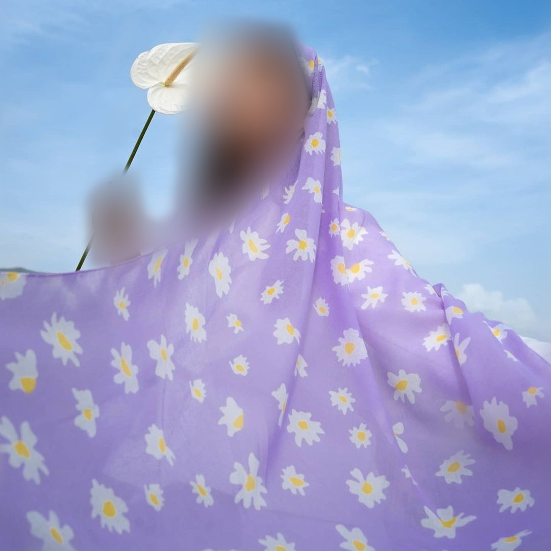 شال نخی بابونه یاسی مناسب فصل تابستان