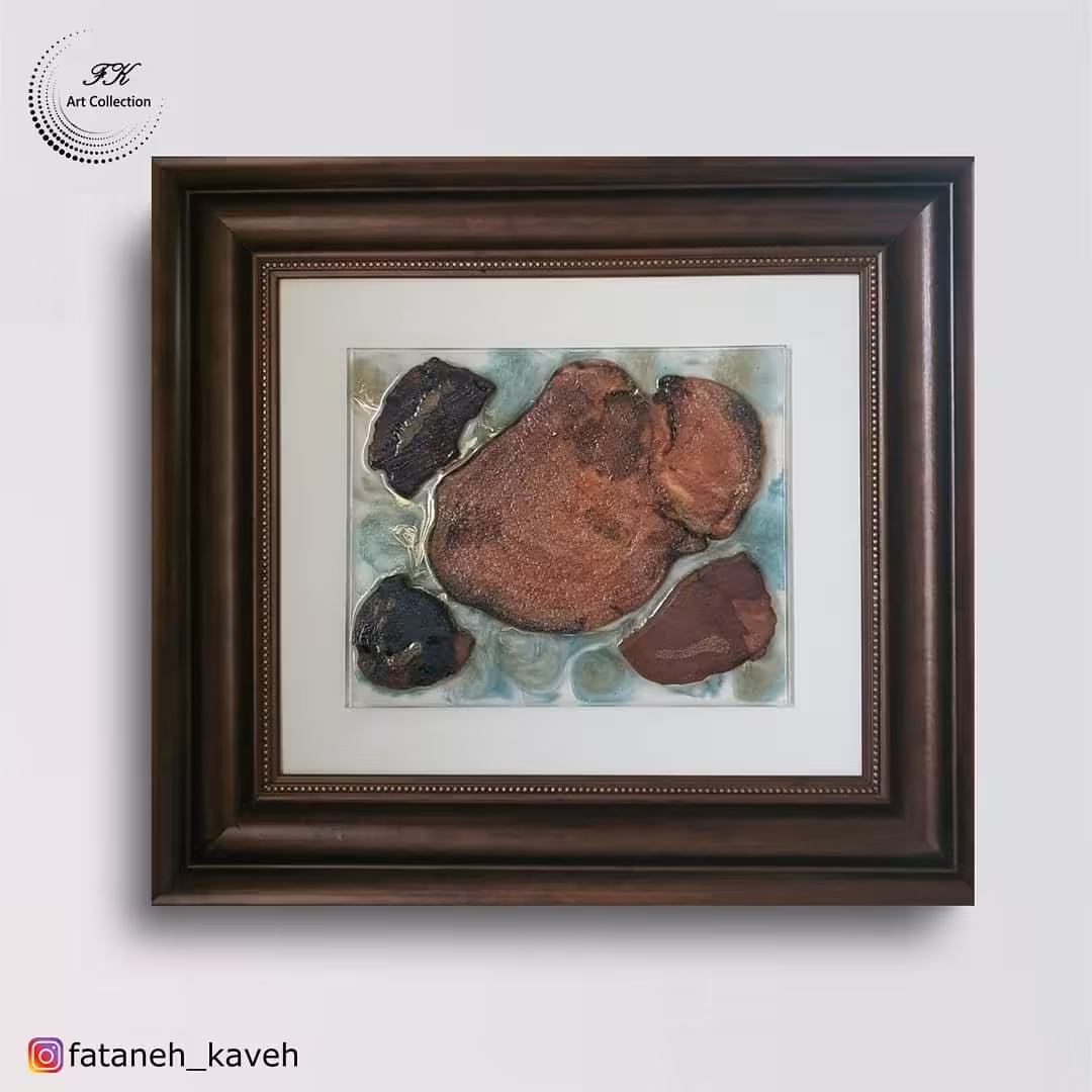 تابلوی رزین و چوب ( برشی از زندگی ) در ابعاد 50*45 سانتیمتر 