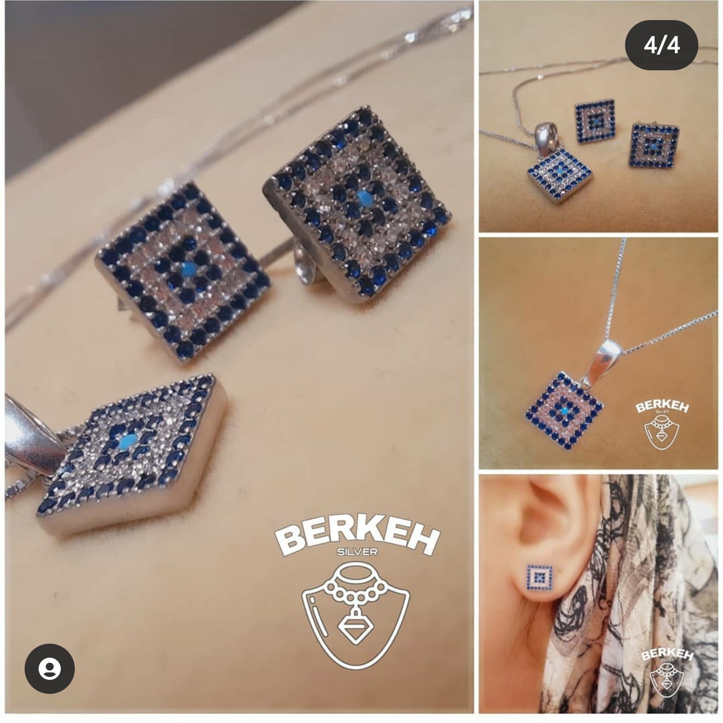 نیم ست نقره با سن چشم نظر