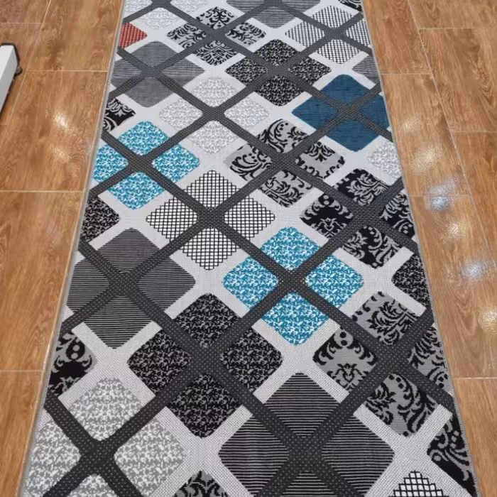 کناره گلیم ماشینی کاشان  زمینه طوسی ( نقره ای )  سایز  120 در 220 سانتی متر ، گلیم راهرویی (هزینه ارسال با مشتری)