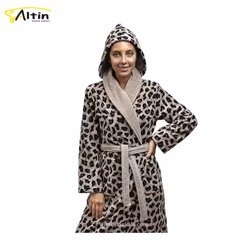 حوله پالتویی پودایران مدل پلنگی خاکی سایز 115