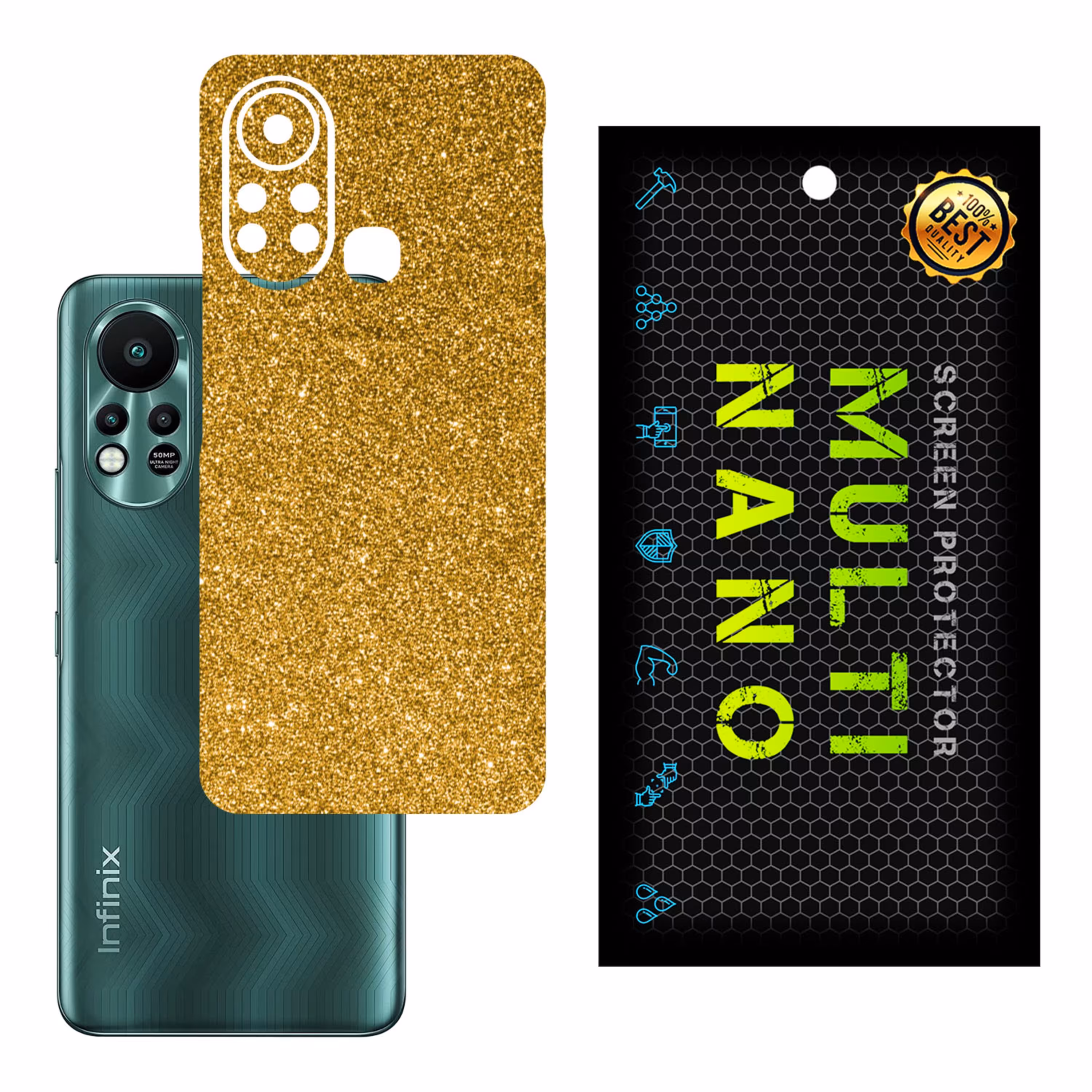 برچسب پوششی MultiNano مدل X-G1F-Gold برای پشت موبایل اینفینیکس Hot 11S