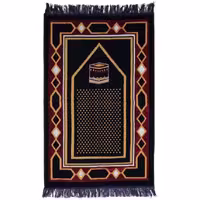 سجاده قالیچه ای مخمل سایز بزرگ ، رنگ سبز تیره ، مدل کعبه (kabe) برند نیکو