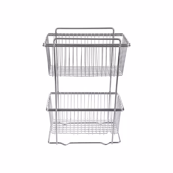 سبد سیب زمینی و پیاز آیرون مدل 3155 دوطبقه مشکی و استیل