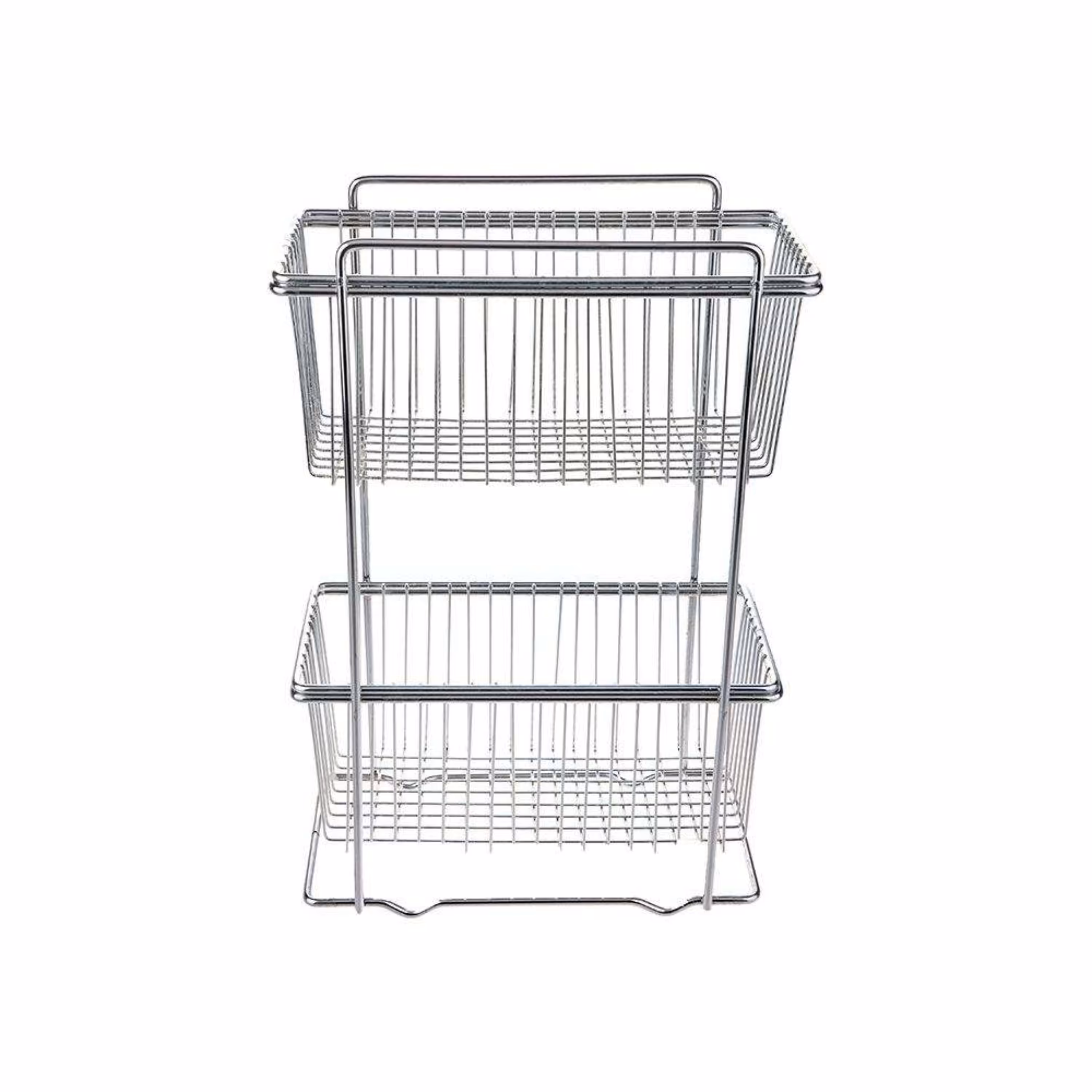 سبد سیب زمینی و پیاز آیرون مدل 3155 دوطبقه مشکی و استیل