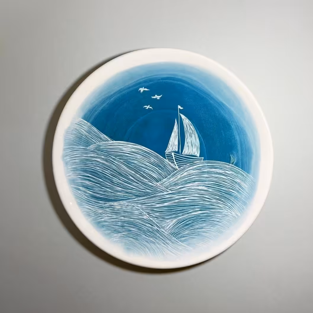 بشقاب طرح دریای مواج