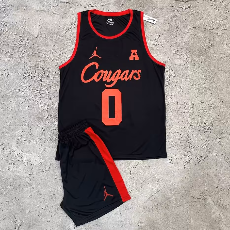 ست بسکتبالی کوگارز جنس فلامنت سوزنی  رنگ مشکی فروشگاه لباس ولوازم ورزشی وبدنسازی کاراکو اسپرت