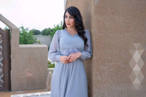 پیراهن مهمانی زنانه حریرشنی مدل ماکسی حدیث