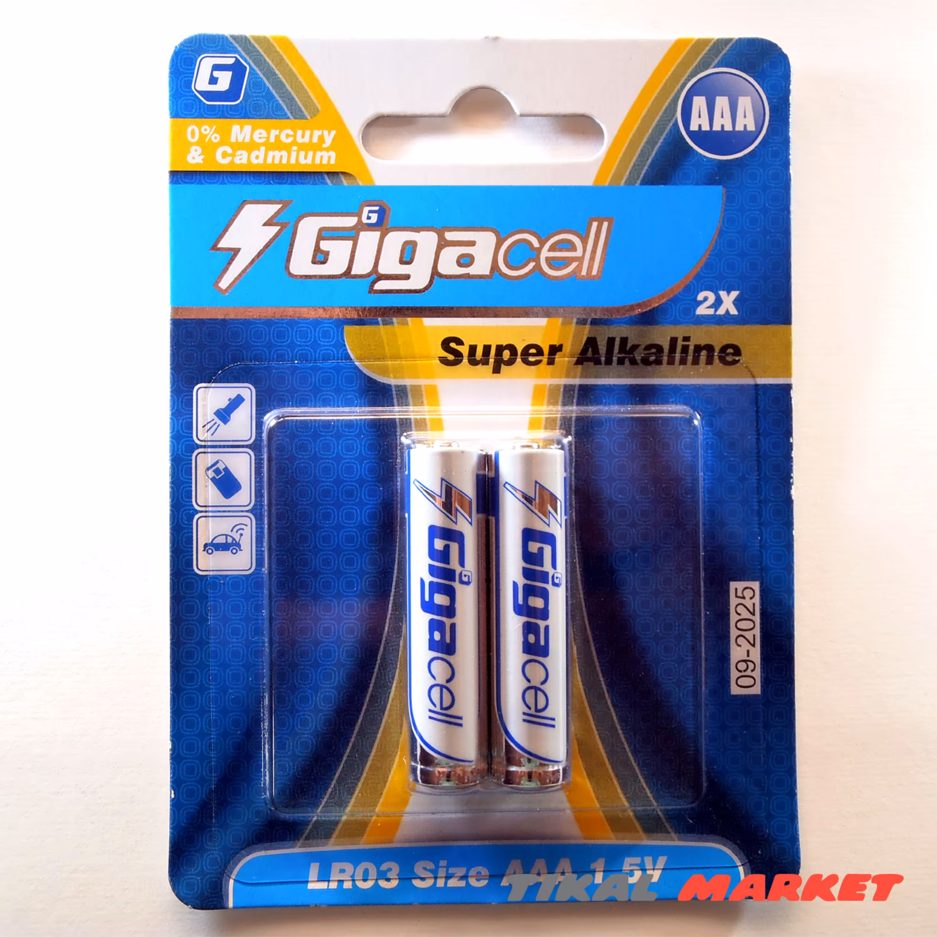 باتری نیم قلمی گیگاسل مدل Super Alkaline کارتی 2 عددی