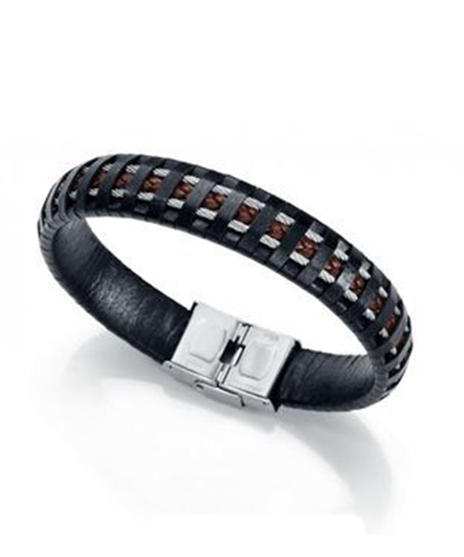 دستبند استیل و چرم مردانه و زنانه ویسروی, کد 6369P09011