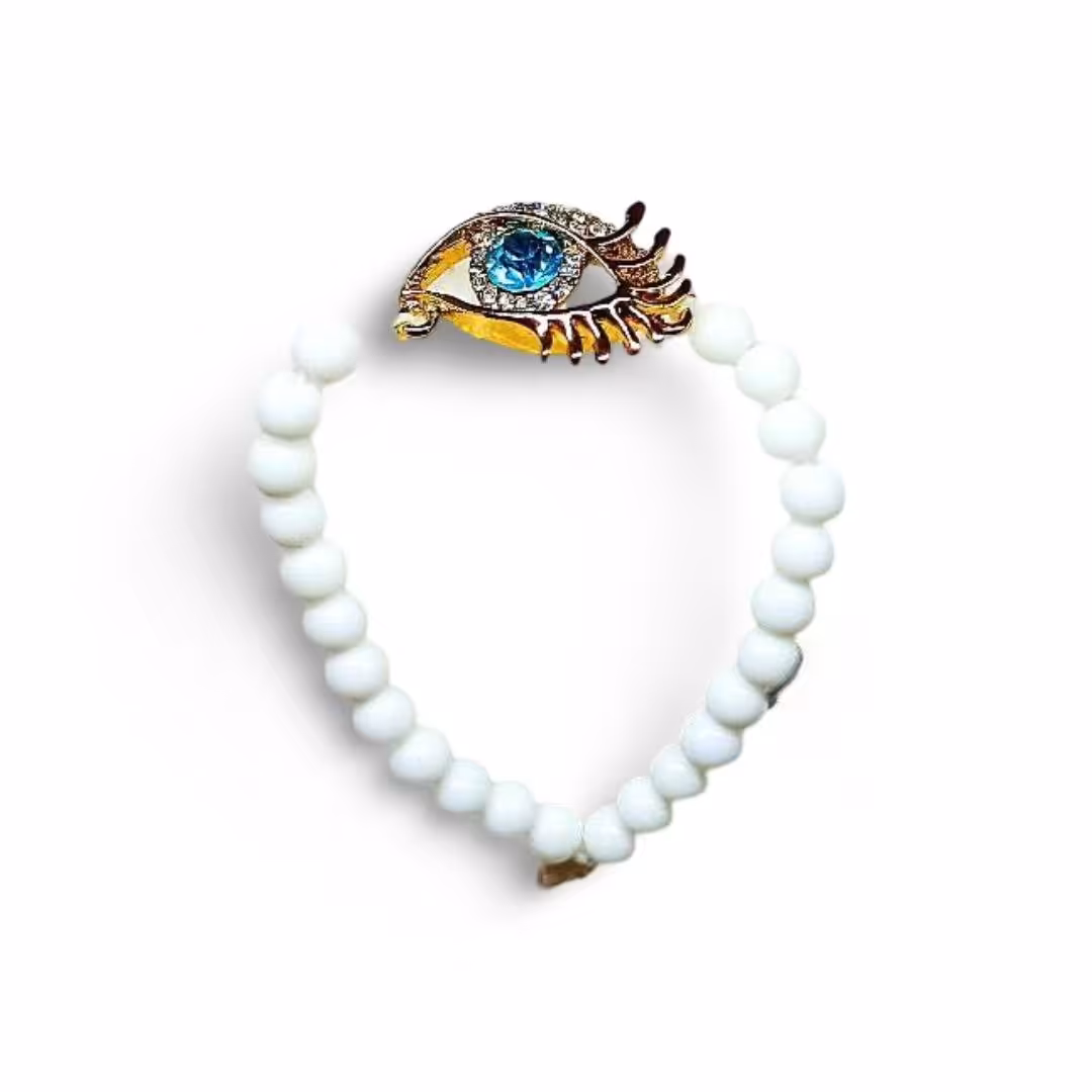 دستبند سنگ اونیکس مدل چشم نگینی