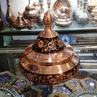 قندان سفینه ای حکاکی روی مس