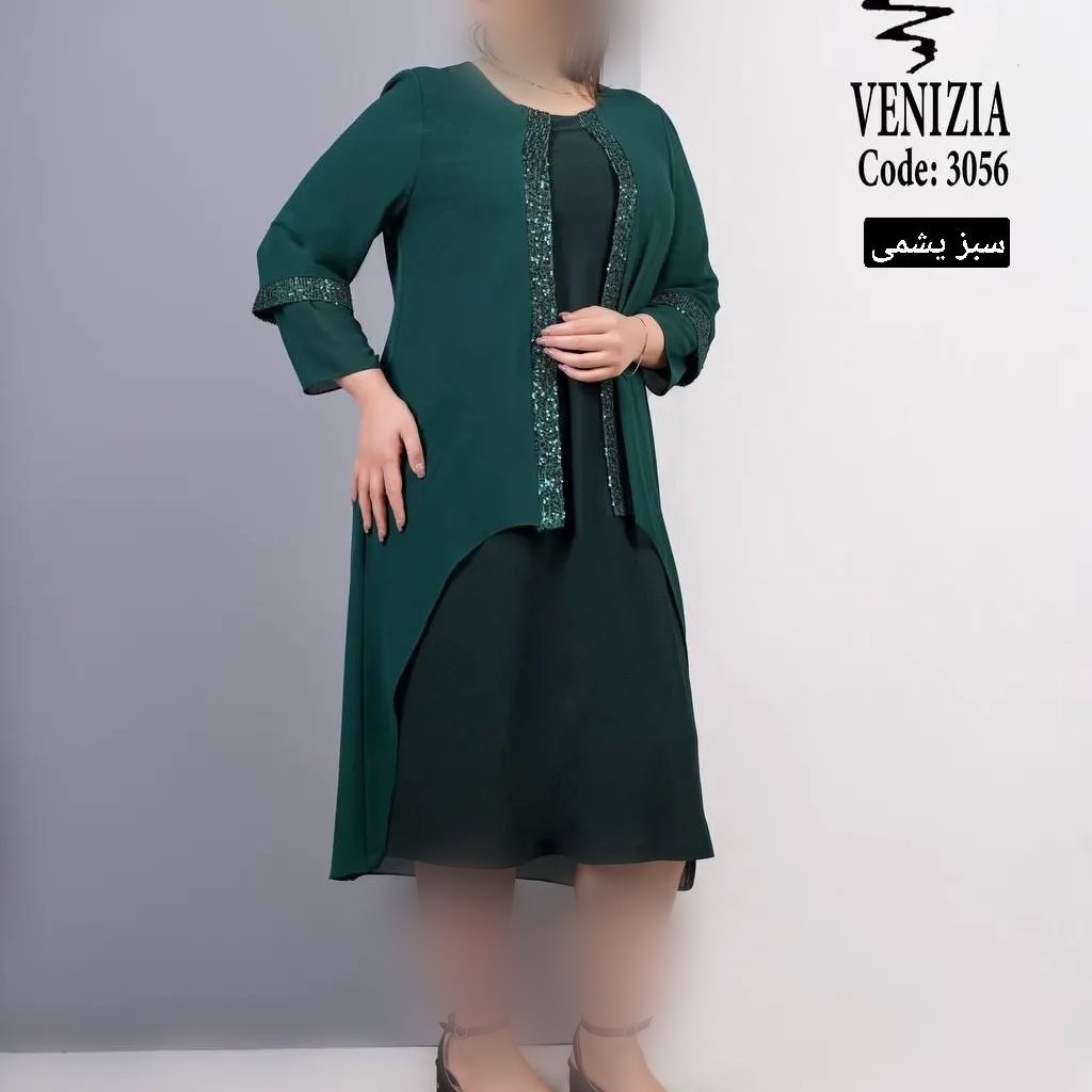 پیراهن مجلسی شیک سایزبزرگ طرح سارافون کار جدید یک پیرهن و لباس خاص سایز بزرگ تا 54 مناسب مجالس و مهمانی