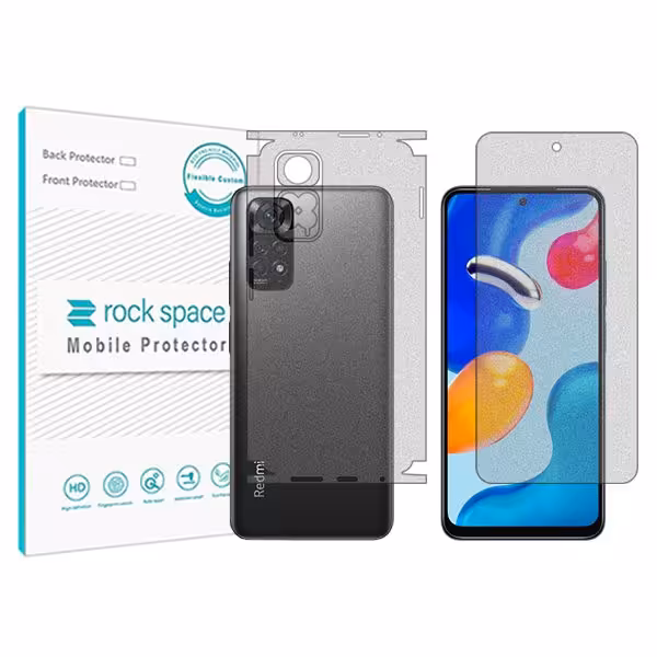 گلس صفحه نمایش و پشت گوشی شیائومی Redmi Note 11S مدل نانو هیدروژل گیمینگ برند راک اسپیس کد MS