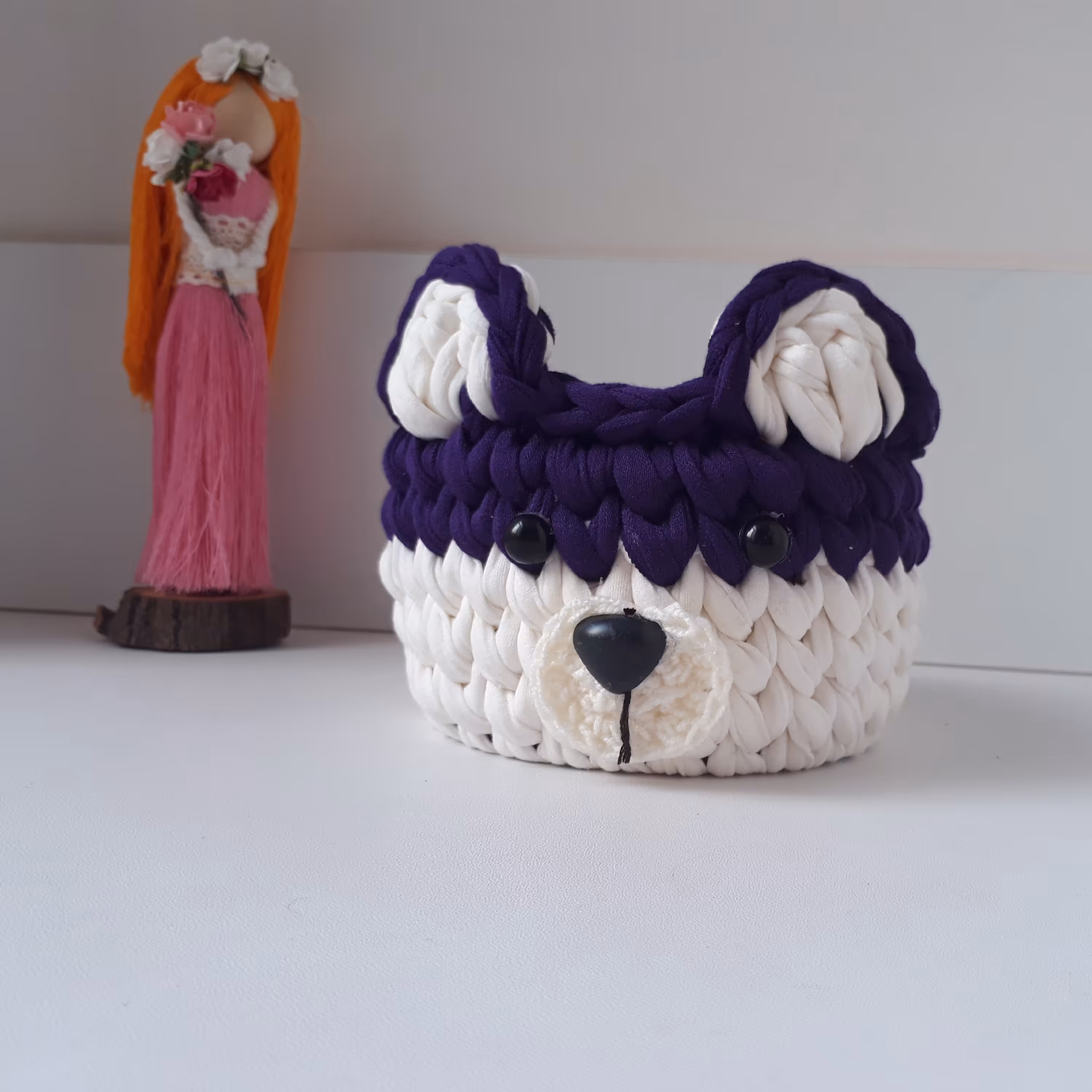 سبد تریکو مدل خرسی بنفش پسرونه 