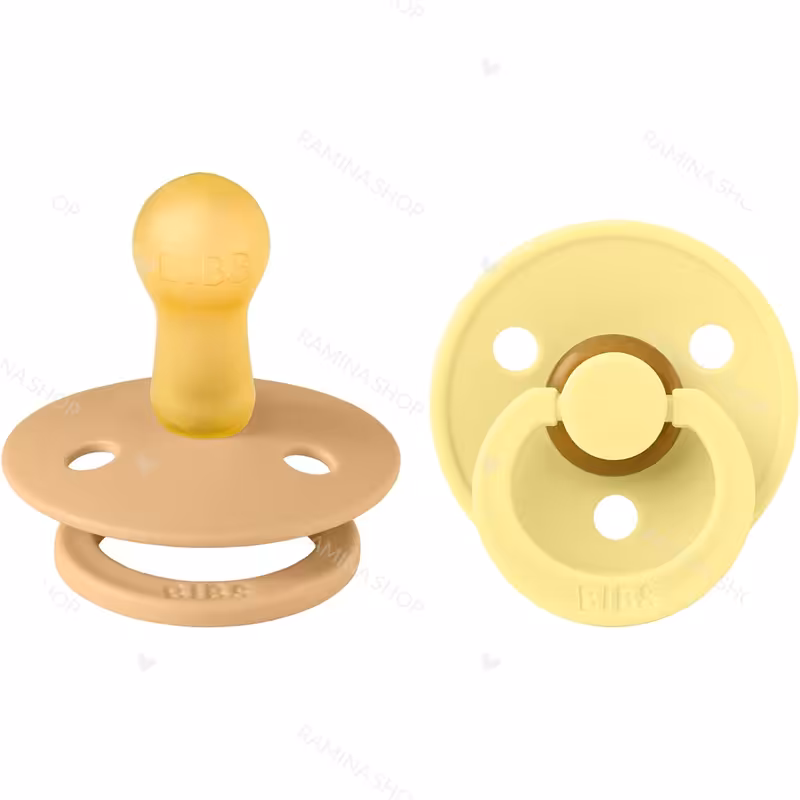 پستانک 2 عددی نوزاد 0 تا 6 ماه COLOUR زرد و خاکی بیبس Bibs