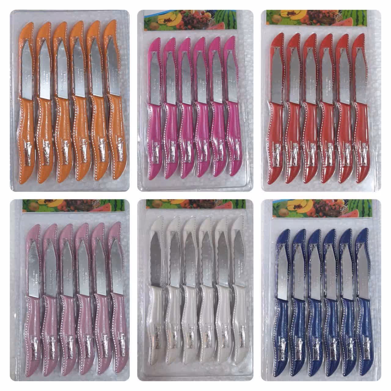 کارد میوه خوری 12 عددی مارک ماربلا طرح هخامنشی در طرح های مختلف تیغه اره ای و ساده تیغه ثابت جنس عالی 