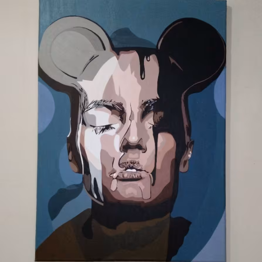 تابلو نقاشی روی بوم کار شده با رنگ اکرلیک در ابعاد A2